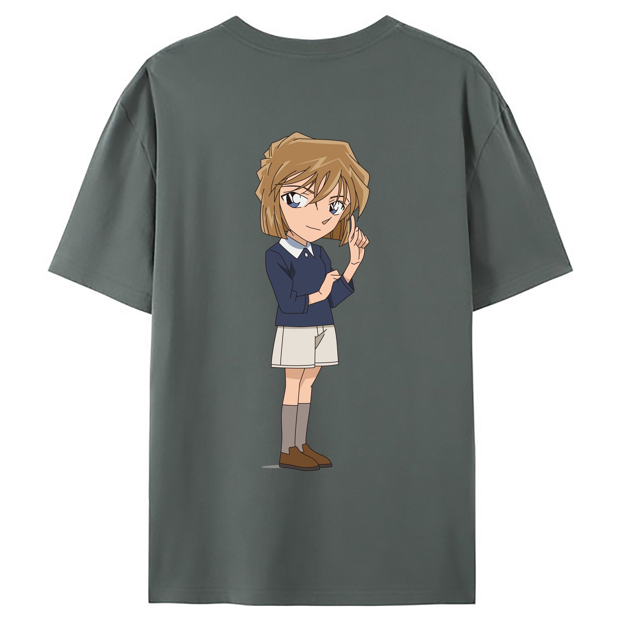 （画像用） 名探偵コナン 灰原 哀 はいばら あい Detective Conan Anita Hailey、Vi Graythorn Haibara Ai 綿100％ メンズ半袖Tシャツ（バックプリント） 通気性
